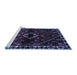 Sideview of Machine Washable Persian Blue Traditional Rug, wshtr3060blu