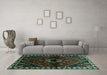 Machine Washable Persian Turquoise Traditional Area Rugs in a Living Room,, wshtr3060turq