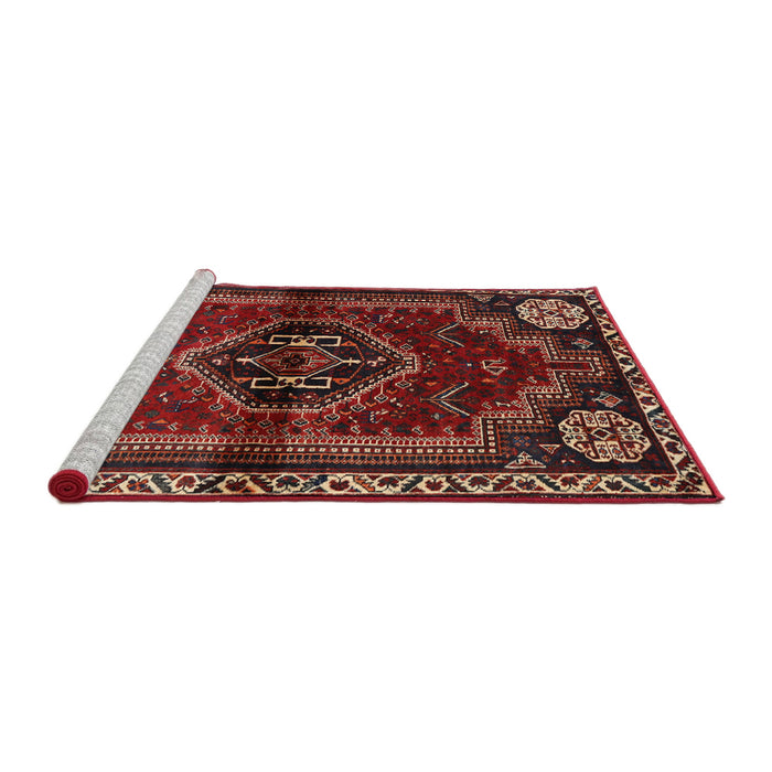 Sideview of Machine Washable Traditional Tomato Red Rug, wshtr3061