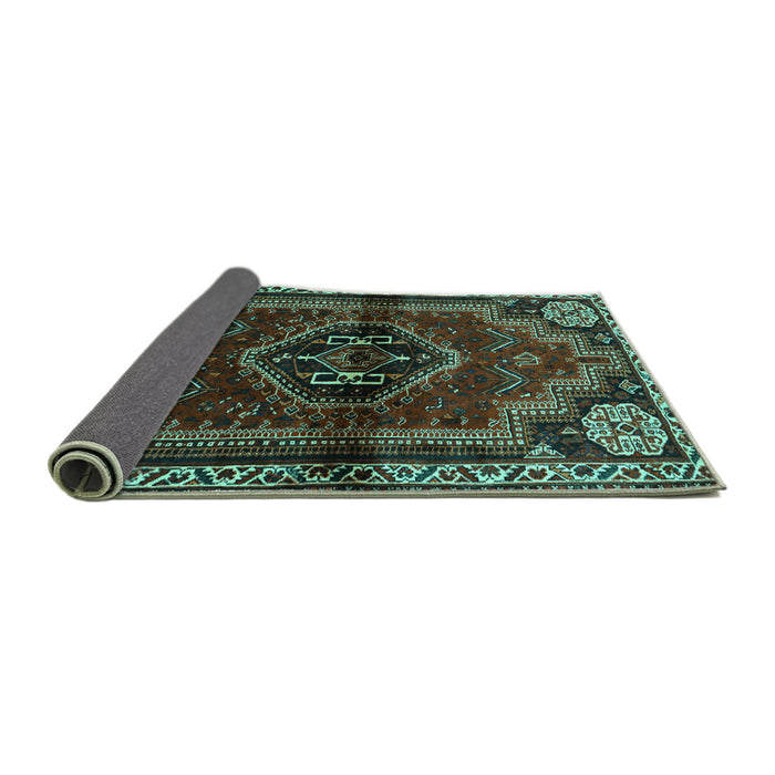 Sideview of Persian Turquoise Traditional Rug, tr3061turq