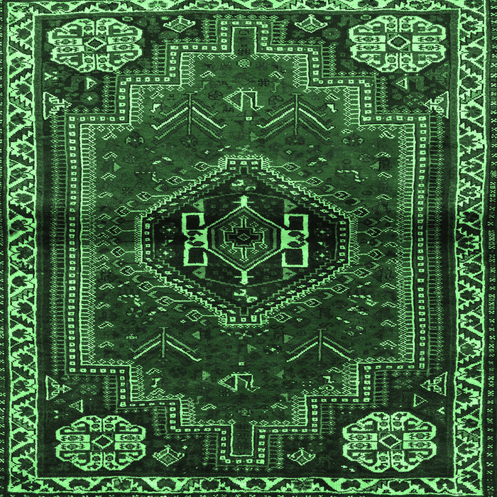 Square Machine Washable Persian Emerald Green Traditional Area Rugs, wshtr3061emgrn