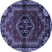 Round Persian Blue Traditional Rug, tr3061blu