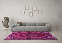 Machine Washable Persian Pink Traditional Rug, wshtr3061pnk