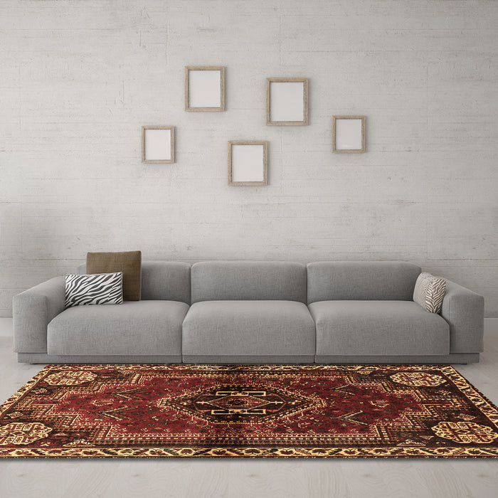 Machine Washable Persian Brown Traditional Rug in a Living Room,, wshtr3061brn