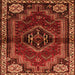 Round Machine Washable Persian Orange Traditional Area Rugs, wshtr3061org