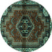 Round Persian Turquoise Traditional Rug, tr3061turq
