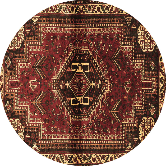 Round Machine Washable Persian Brown Traditional Rug, wshtr3061brn