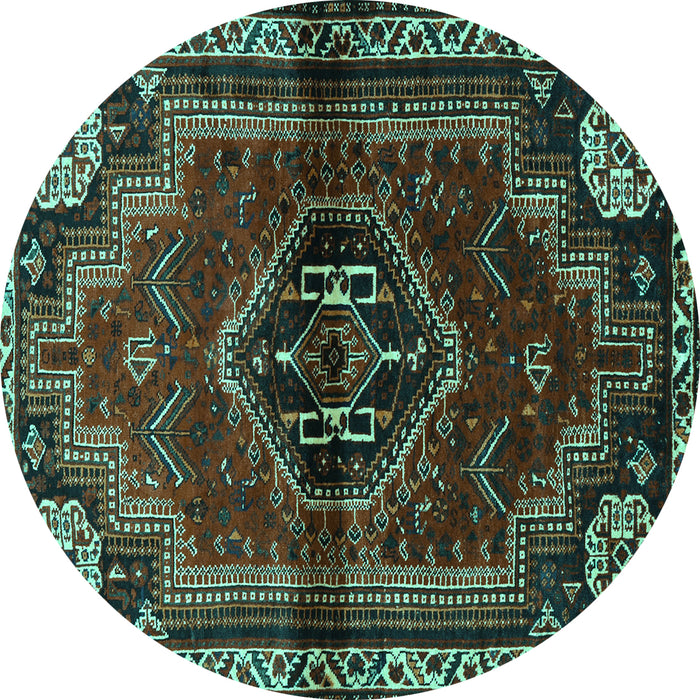 Round Machine Washable Persian Turquoise Traditional Area Rugs, wshtr3061turq