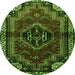 Square Persian Green Traditional Rug, tr3061grn