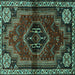 Square Persian Turquoise Traditional Rug, tr3061turq