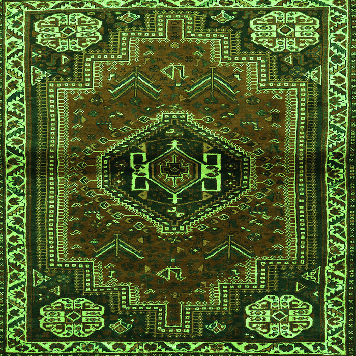 Round Machine Washable Persian Green Traditional Area Rugs, wshtr3061grn