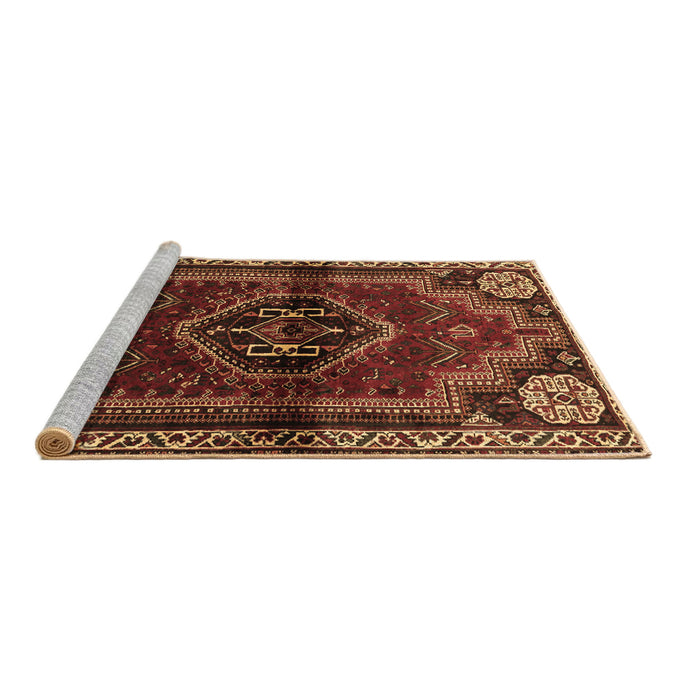 Sideview of Machine Washable Persian Brown Traditional Rug, wshtr3061brn