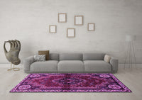 Machine Washable Persian Purple Traditional Rug, wshtr3061pur