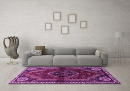 Machine Washable Persian Purple Traditional Area Rugs in a Living Room, wshtr3061pur