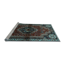 Sideview of Machine Washable Persian Light Blue Traditional Rug, wshtr3061lblu