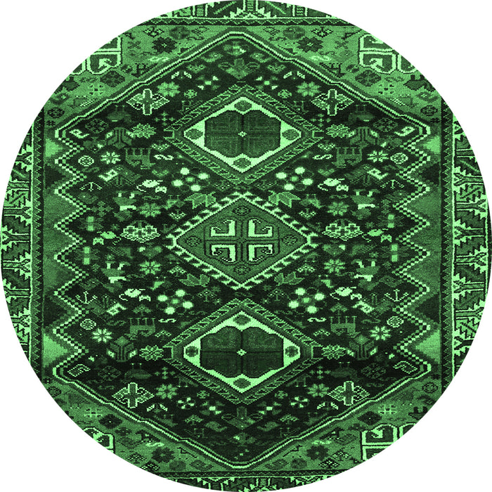 Round Persian Emerald Green Traditional Rug, tr3062emgrn