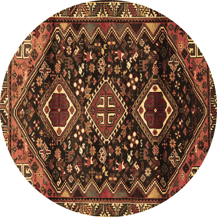 Round Machine Washable Persian Brown Traditional Rug, wshtr3062brn