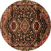 Round Machine Washable Persian Brown Traditional Rug, wshtr3062brn