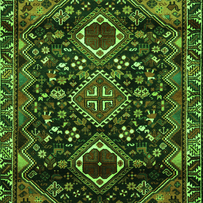 Serging Thickness of Machine Washable Persian Green Traditional Area Rugs, wshtr3062grn