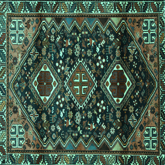 Square Machine Washable Persian Turquoise Traditional Area Rugs, wshtr3062turq