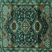 Square Machine Washable Persian Turquoise Traditional Area Rugs, wshtr3062turq