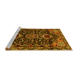 Sideview of Machine Washable Persian Yellow Traditional Rug, wshtr3062yw