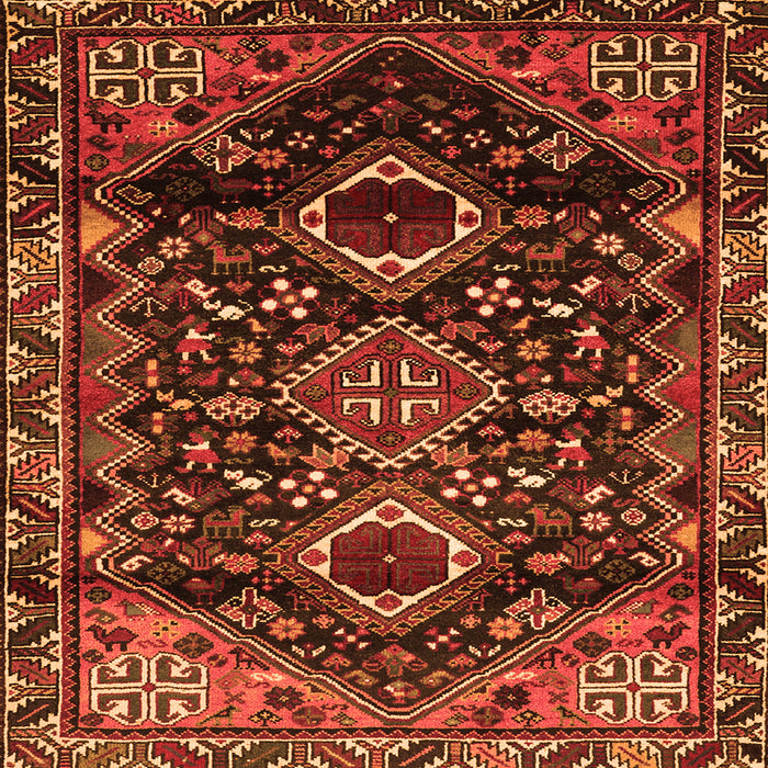 Round Machine Washable Persian Orange Traditional Area Rugs, wshtr3062org