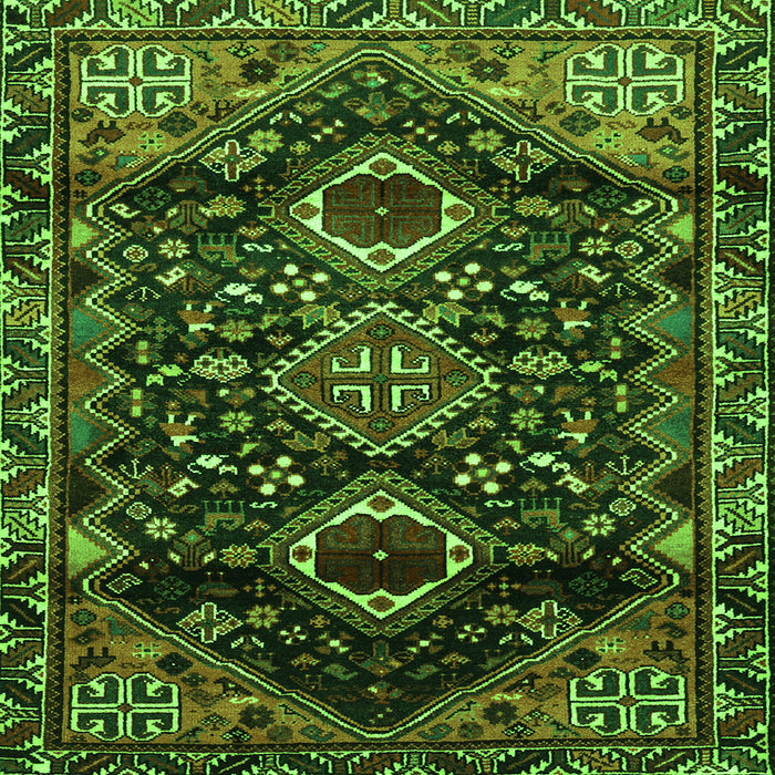 Round Machine Washable Persian Green Traditional Area Rugs, wshtr3062grn