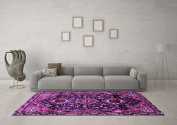 Machine Washable Persian Purple Traditional Area Rugs in a Living Room, wshtr3062pur