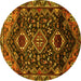 Round Persian Yellow Traditional Rug, tr3062yw