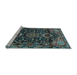 Sideview of Machine Washable Persian Light Blue Traditional Rug, wshtr3062lblu