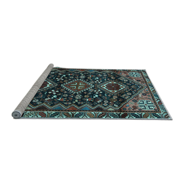 Sideview of Machine Washable Persian Light Blue Traditional Rug, wshtr3062lblu