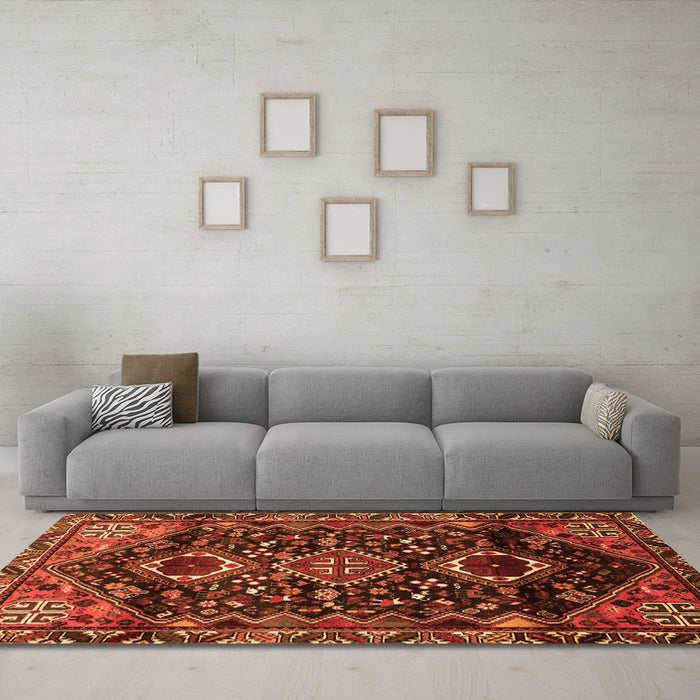 Machine Washable Persian Orange Traditional Area Rugs in a Living Room, wshtr3062org