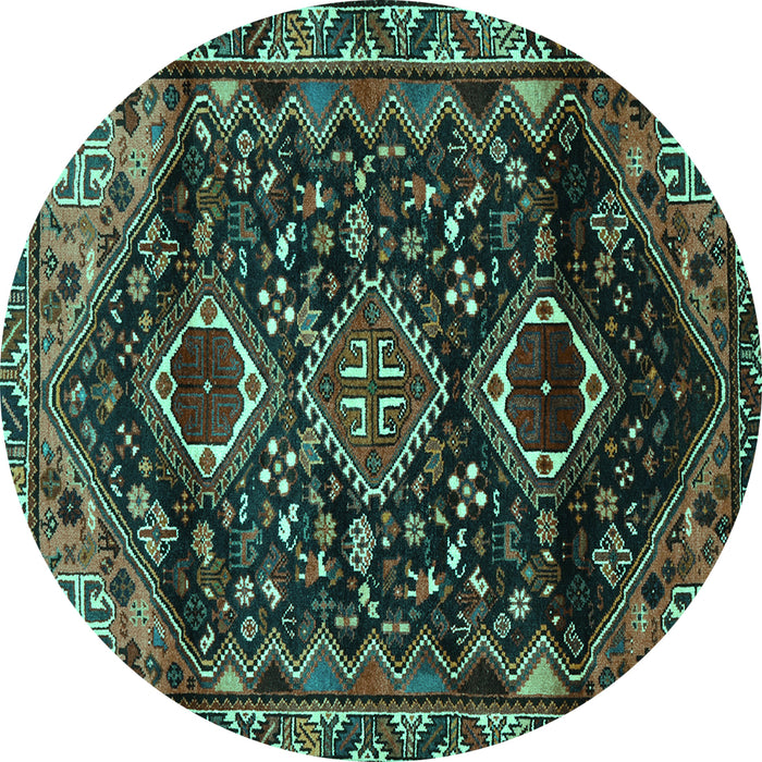Round Persian Turquoise Traditional Rug, tr3062turq