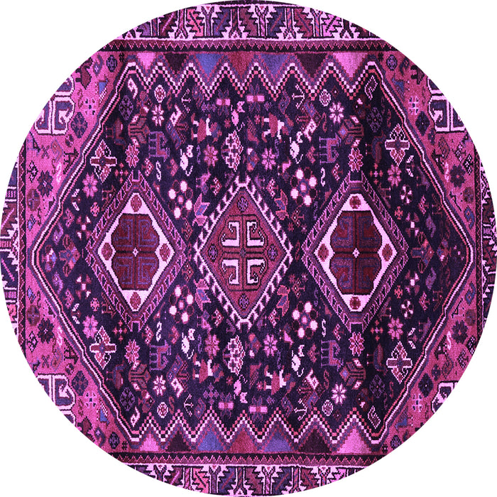 Round Machine Washable Persian Purple Traditional Area Rugs, wshtr3062pur