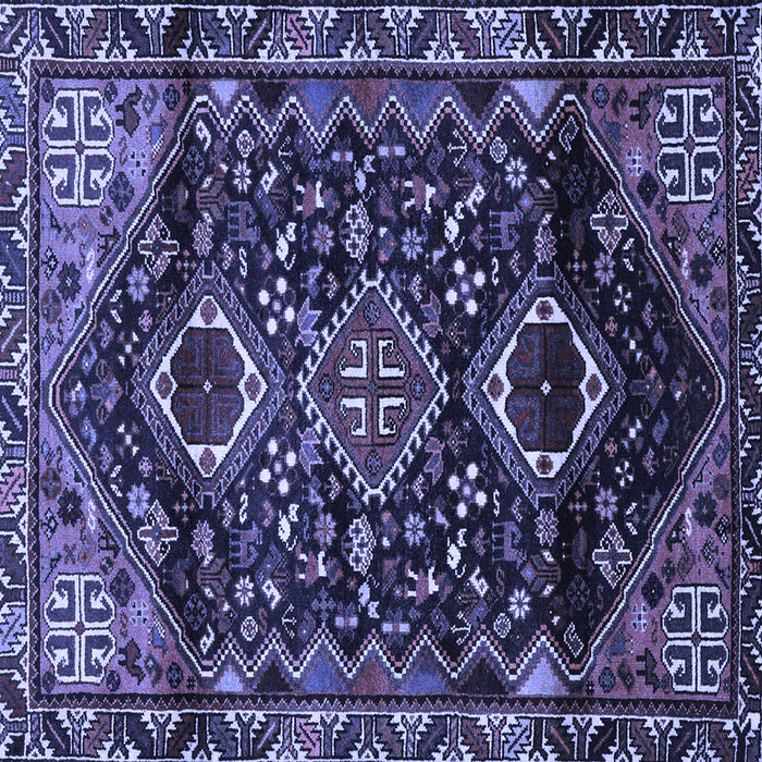 Square Machine Washable Persian Blue Traditional Rug, wshtr3062blu