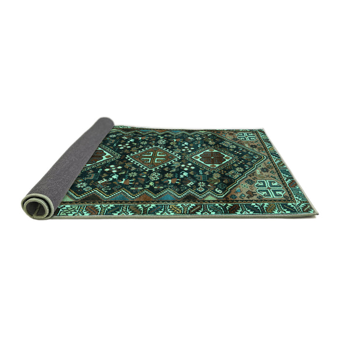Sideview of Persian Turquoise Traditional Rug, tr3062turq