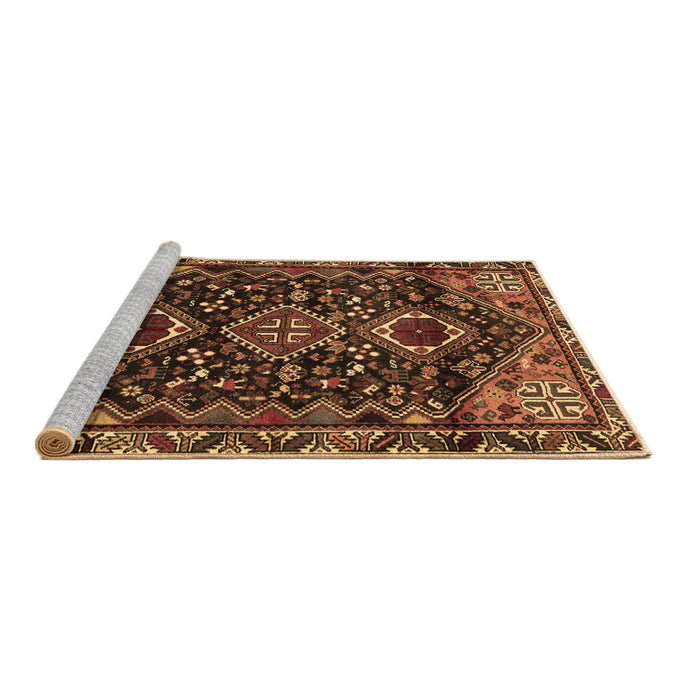 Sideview of Machine Washable Persian Brown Traditional Rug, wshtr3062brn