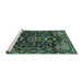 Sideview of Machine Washable Persian Turquoise Traditional Area Rugs, wshtr3062turq