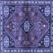 Square Machine Washable Persian Blue Traditional Rug, wshtr3063blu