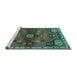 Sideview of Machine Washable Persian Turquoise Traditional Area Rugs, wshtr3063turq