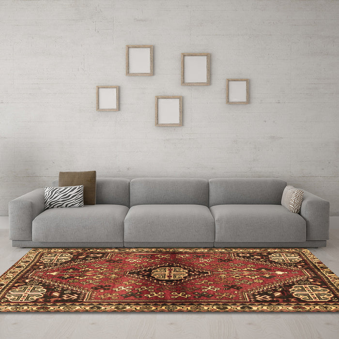 Machine Washable Persian Brown Traditional Rug in a Living Room,, wshtr3063brn