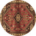 Round Machine Washable Persian Brown Traditional Rug, wshtr3063brn