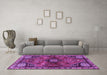 Machine Washable Persian Purple Traditional Area Rugs in a Living Room, wshtr3063pur