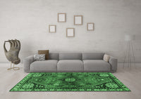 Machine Washable Persian Emerald Green Traditional Rug, wshtr3063emgrn