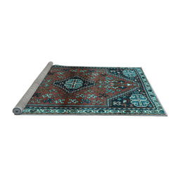 Sideview of Machine Washable Persian Light Blue Traditional Rug, wshtr3063lblu