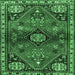 Square Machine Washable Persian Emerald Green Traditional Area Rugs, wshtr3063emgrn