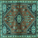 Square Machine Washable Persian Turquoise Traditional Area Rugs, wshtr3063turq