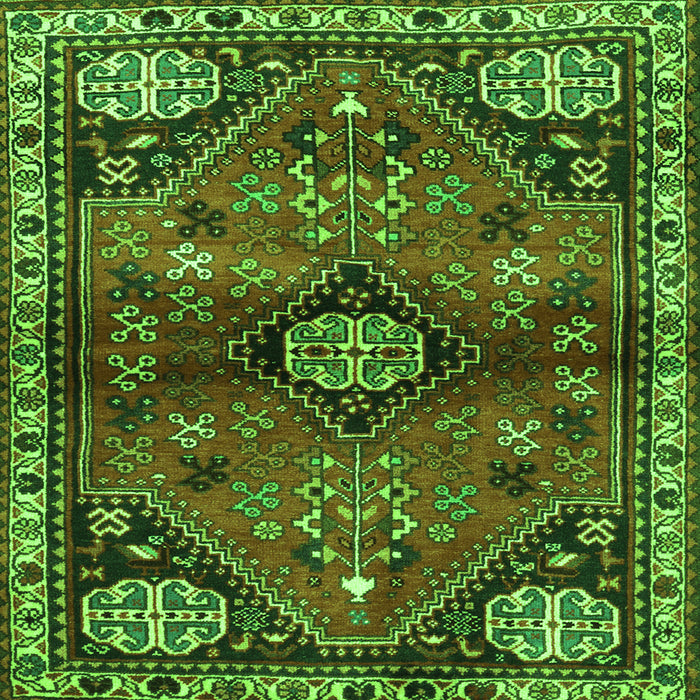 Round Machine Washable Persian Green Traditional Area Rugs, wshtr3063grn