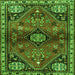 Round Machine Washable Persian Green Traditional Area Rugs, wshtr3063grn